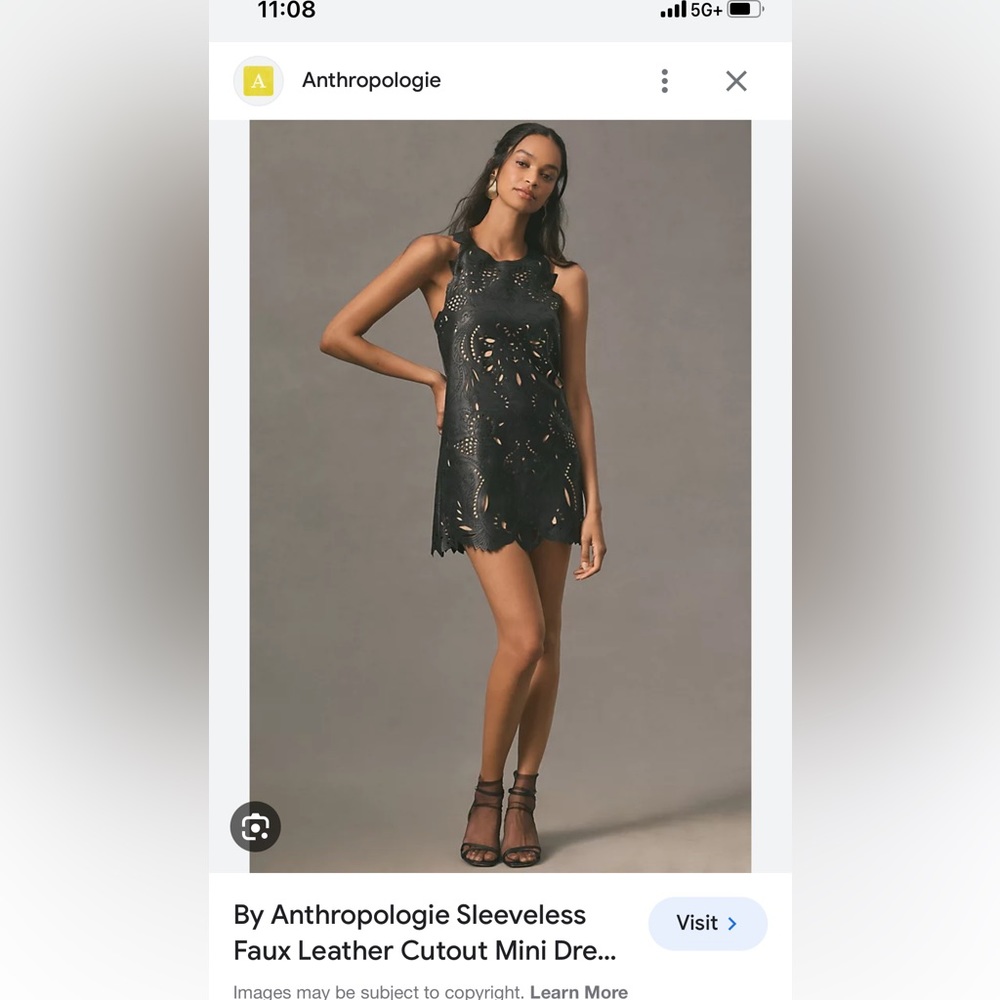 By Anthropologie laser cut out faux leather dress